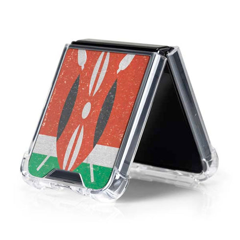 Kenya Flag Distressed Galaxy Z Flip5 5G Clear Case